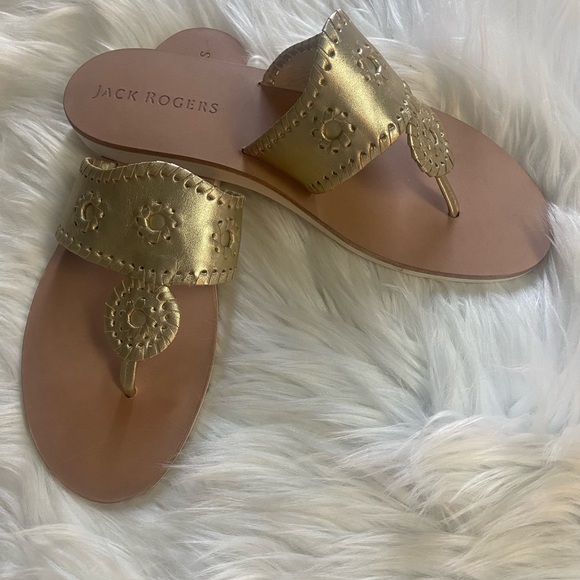 Jack Rogers Sz 9.5 Metallic Gold Women's Sandals - Picture 3 of 5